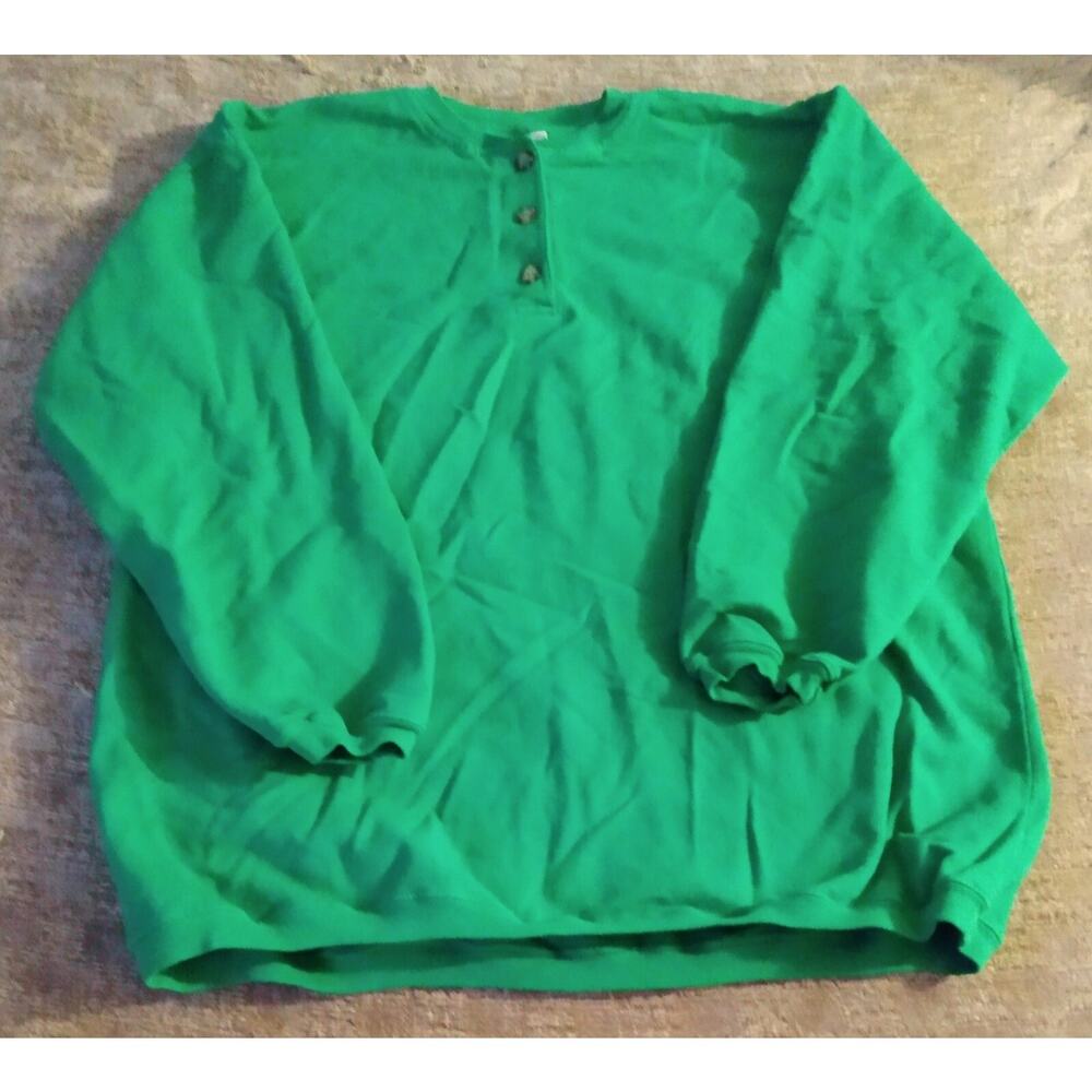 VTG SK Collectables 3 Button Sweatshirt Mens Large Oversized Green St Patrick's
